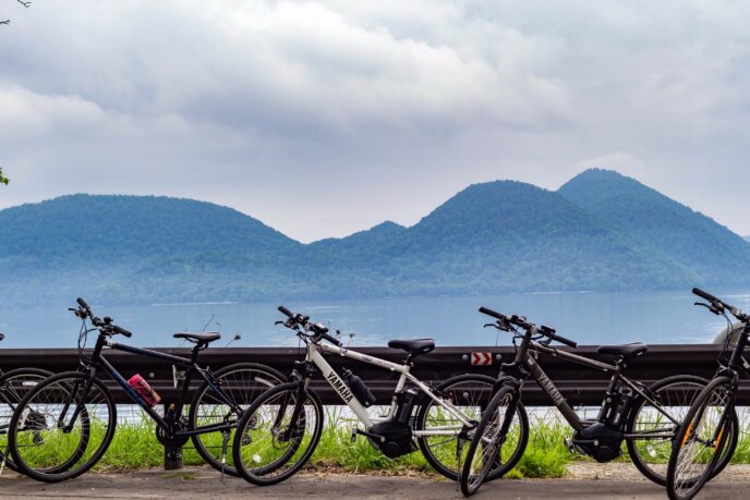 Cycling around Lake Toya